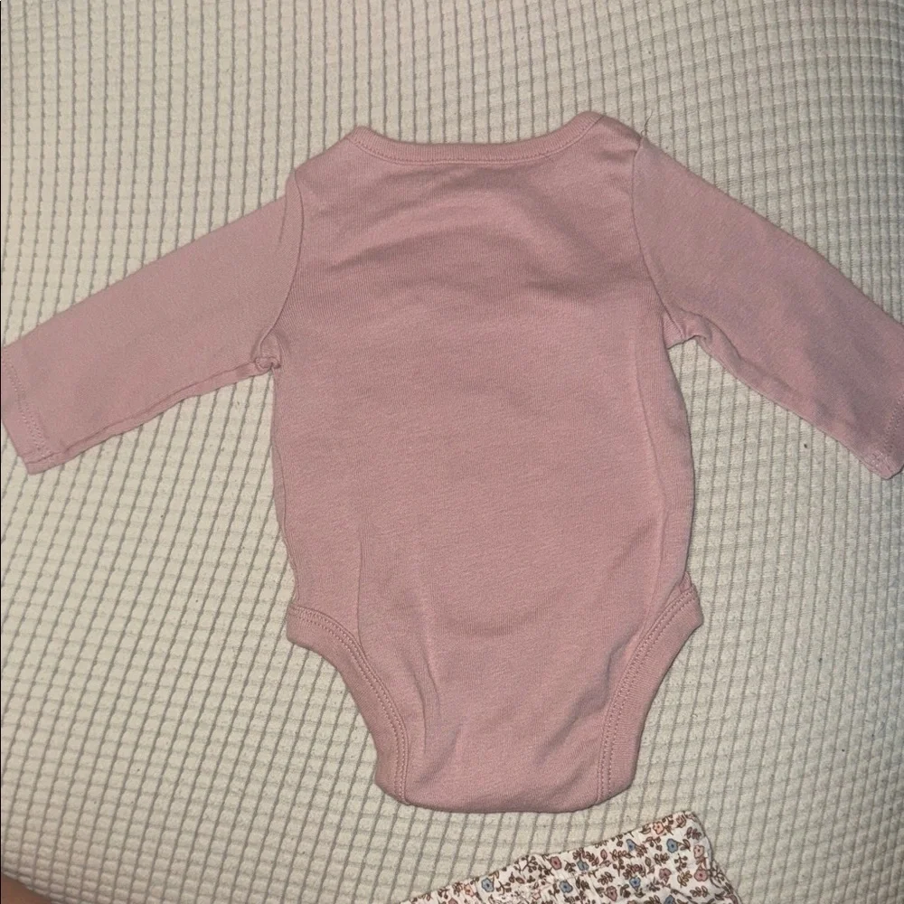Carter's Mauve Cat Bodysuit and Floral Pants Set